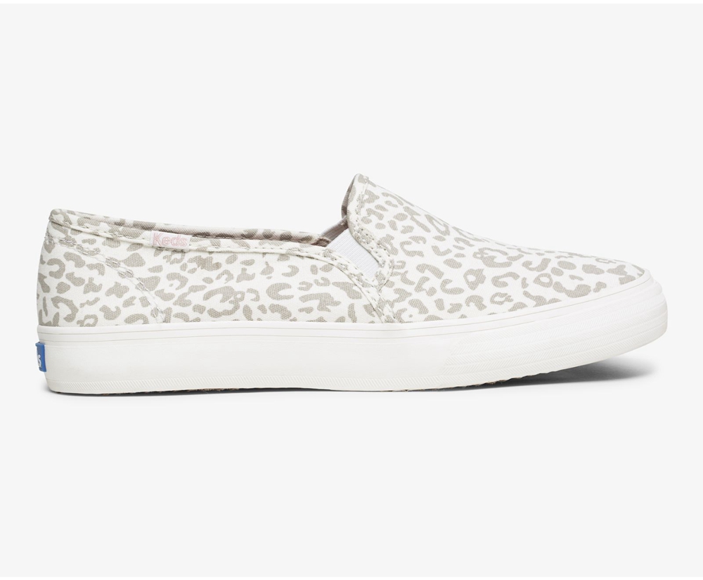 Slip Ons Keds Mujer Blancas - Double Decker Animal - 439-MVKBFA